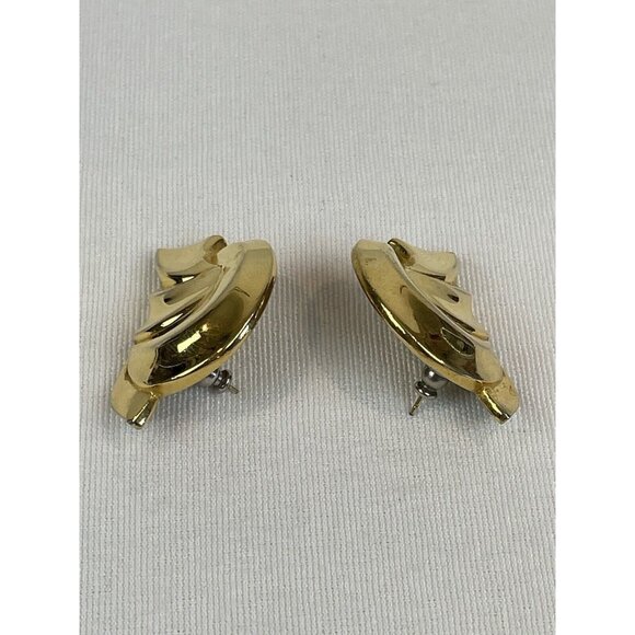 Vintage Gold Tone Twisted Knot Swirl Chunky Pierced Post Earrings 80s 90s - Picture 3 of 6